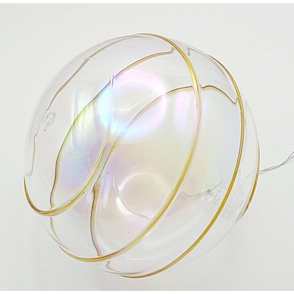 Silvestri Hand Blown Glass Ornament Iridescent Globe With Gold Swirl Christmas - Picture 10 of 12